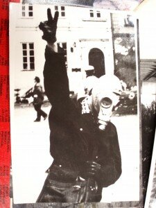 Gas mask worn by a protester during the Solidarity movement.