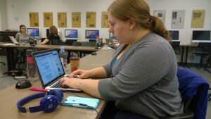 Student Deanne Pittman spends a lot of time working on campus at Carleton University. Photo Credit: Tanya Kirnishni 2015.