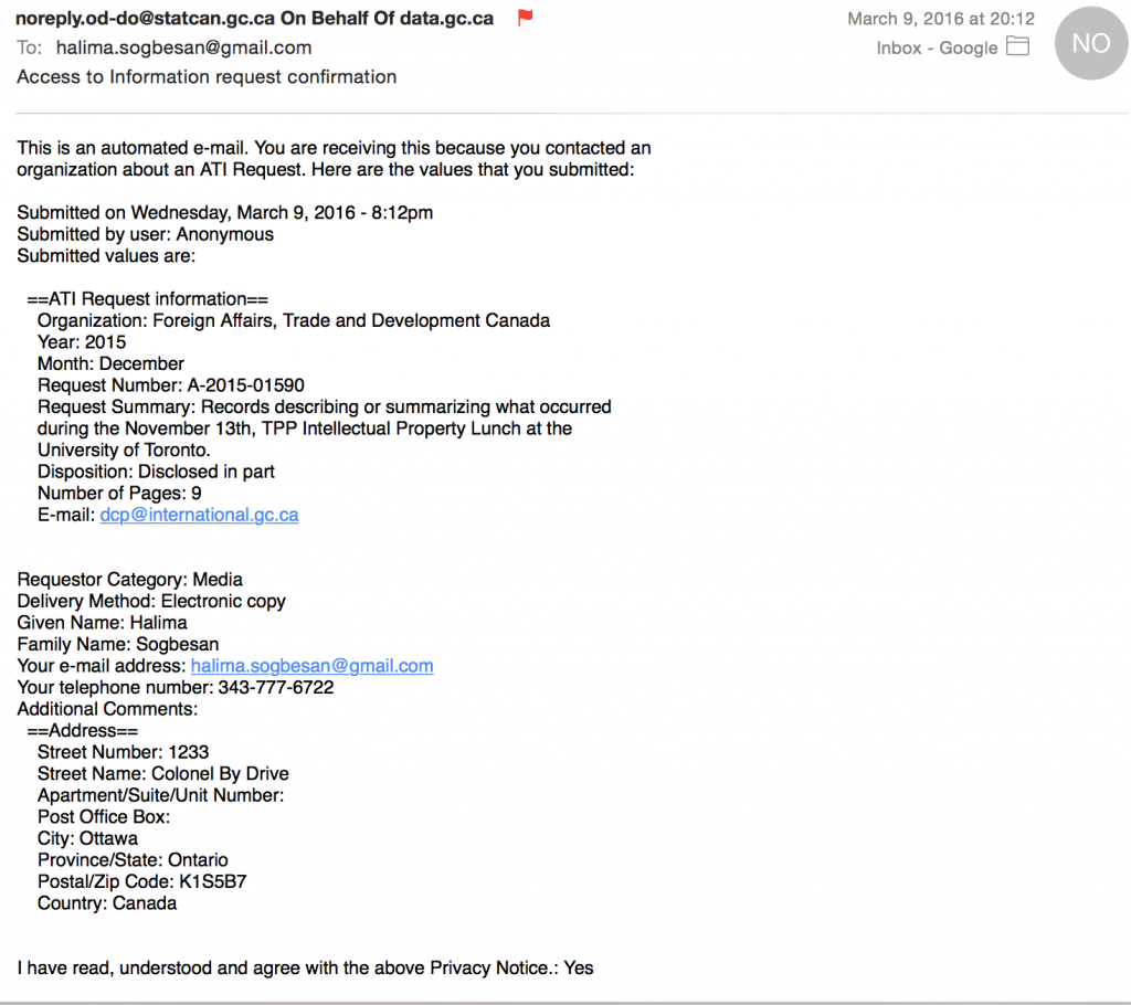 Completed ATI request