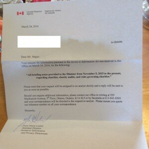 Canadian Revenue Agency response