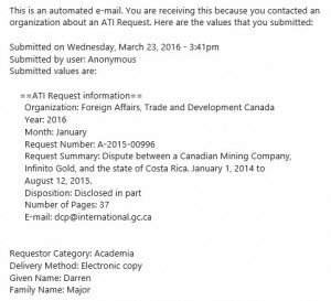 DFAITD request for pre-released documents