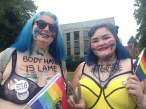 Brittany Gillis (right) and Abbey Einarson at Halifax's Pride Parade.
